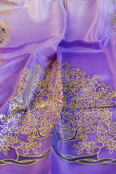 Seidentuch handbemalt | Seidenschal | Damen | Lila | Elegant & Luxuriös | 100% Seide | 1600x500 | Einzigartiges Designerschal